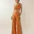 Orange silk embroidered co-ord set