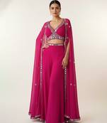 Pink georgette embroidered co ord set