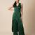 Green satin embroidered kurta set