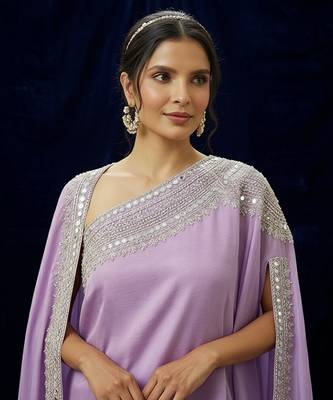 Purple embroidered silk co ord set 2