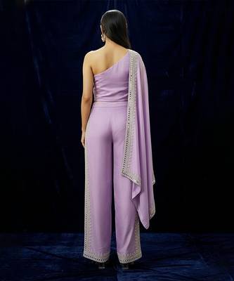 Purple embroidered silk co ord set 3