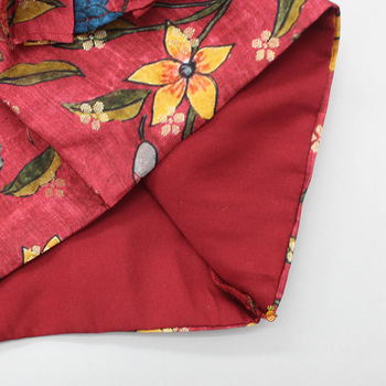 Red floral print cotton flared ruffle lehenga choli set 4
