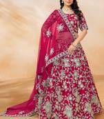 Pink Art Silk Sequins Work Semi Stitched Lehenga Choli Size Up To 42