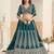Teal Blue Georgette Zari Work Semi Stitched Lehenga Choli Size Up To 42