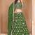 Green Organza Sequins Work Semi Stitched Lehenga Choli Size Up To 42
