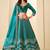 Teal Green Velvet Zari Work Semi Stitched Lehenga Choli Size Up To 42