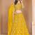 Mustard Organza Sequins Work Semi Stitched Lehenga Choli Size Up To 42