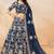 Teal Blue Art Silk Hand Embroidery Semi Stitched Lehenga Choli Size Up To 42