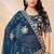 Teal Blue Art Silk Hand Embroidery Semi Stitched Lehenga Choli Size Up To 42