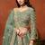 Green Net Sequins Work Semi Stitched Lehenga Choli Size Up To 42