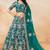 Teal Green Art Silk Hand Embroidery Semi Stitched Lehenga Choli Size Up To 42