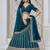 Teal Blue Art Silk Sequins Work Semi Stitched Lehenga Choli Size Up To 42