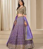 Purple Chiffon Sequins Work Semi Stitched Lehenga Choli Size Up To 42