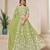 Green Organza Sequins Work Semi Stitched Lehenga Choli Size Up To 42