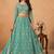 Sea Green Organza Hand Embroidery Semi Stitched Lehenga Choli Size Up To 42