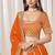 Orange Art Silk Sequins Work Semi Stitched Lehenga Choli Size Up To 42