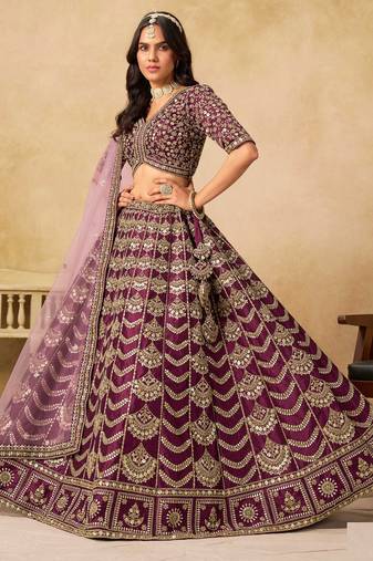 Onion Pink Art Silk Zari Work Semi Stitched Lehenga Choli Size Up To 42