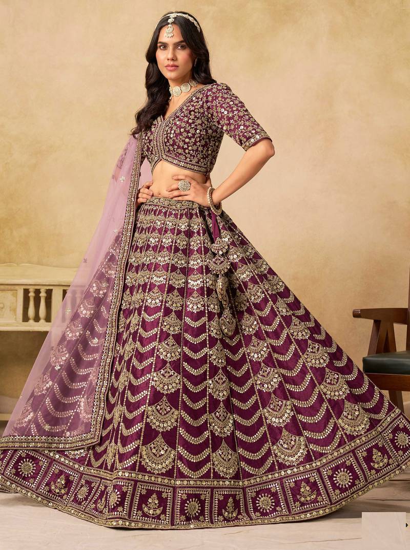 Onion Pink Art Silk Zari Work Semi Stitched Lehenga Choli Size Up To 42