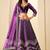 Purple Velvet Zari Work Semi Stitched Lehenga Choli Size Up To 42