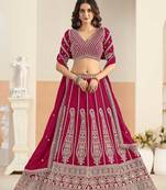Pink Georgette Zari Work Semi Stitched Lehenga Choli Size Up To 42