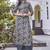 Women turquoise blue printed mandarin collar straight kurta set
