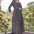 Women black printed anarkali kurta set with v-neck & ethnic motif print