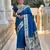 Teal blue  faux banarasi silk saree with paithani rich weaved pallu and blouse