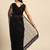 Black net embroidery work saree with unstitched blouse piece