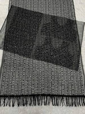 Black net embroidery work saree with unstitched blouse piece 4