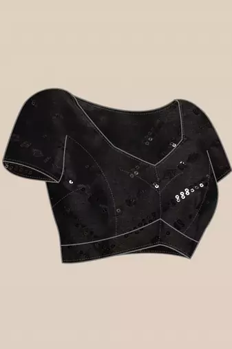 Black net embroidery work saree with unstitched blouse piece