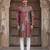 festive brown silk blend printed kurta for men