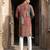 festive brown silk blend printed kurta for men