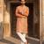 men’s peach viscose rayon embroidered straight kurta