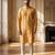 yellow silk blend printed straight kurta for men