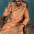 men   s yellow silk blend multicolor printed straight kurta