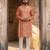men’s peach viscose rayon embroidered straight kurta