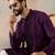 purple printed silk blend kurta for men