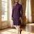 purple printed silk blend kurta for men