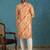 men   s yellow silk blend multicolor printed straight kurta