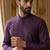 purple printed silk blend kurta for men