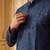 blue printed silk blend kurta for men