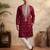 maroon silk blend embroidered kurta for men