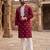 maroon embroidered silk blend kurta for men