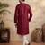 maroon silk blend embroidered kurta for men