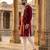 maroon embroidered silk blend kurta for men