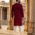 maroon embroidered silk blend kurta for men