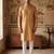 men’s mustard ethnic silk blend printed kurta
