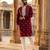 maroon embroidered silk blend kurta for men