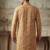 men’s mustard ethnic silk blend printed kurta