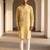 men’s viscose rayon yellow embroidered straight kurta